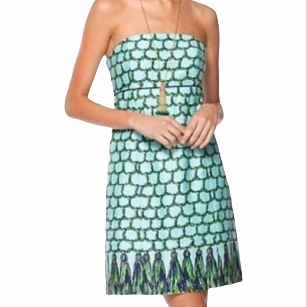 Lilly Pulitzer Bowen Tassel Blue & Green mini dress